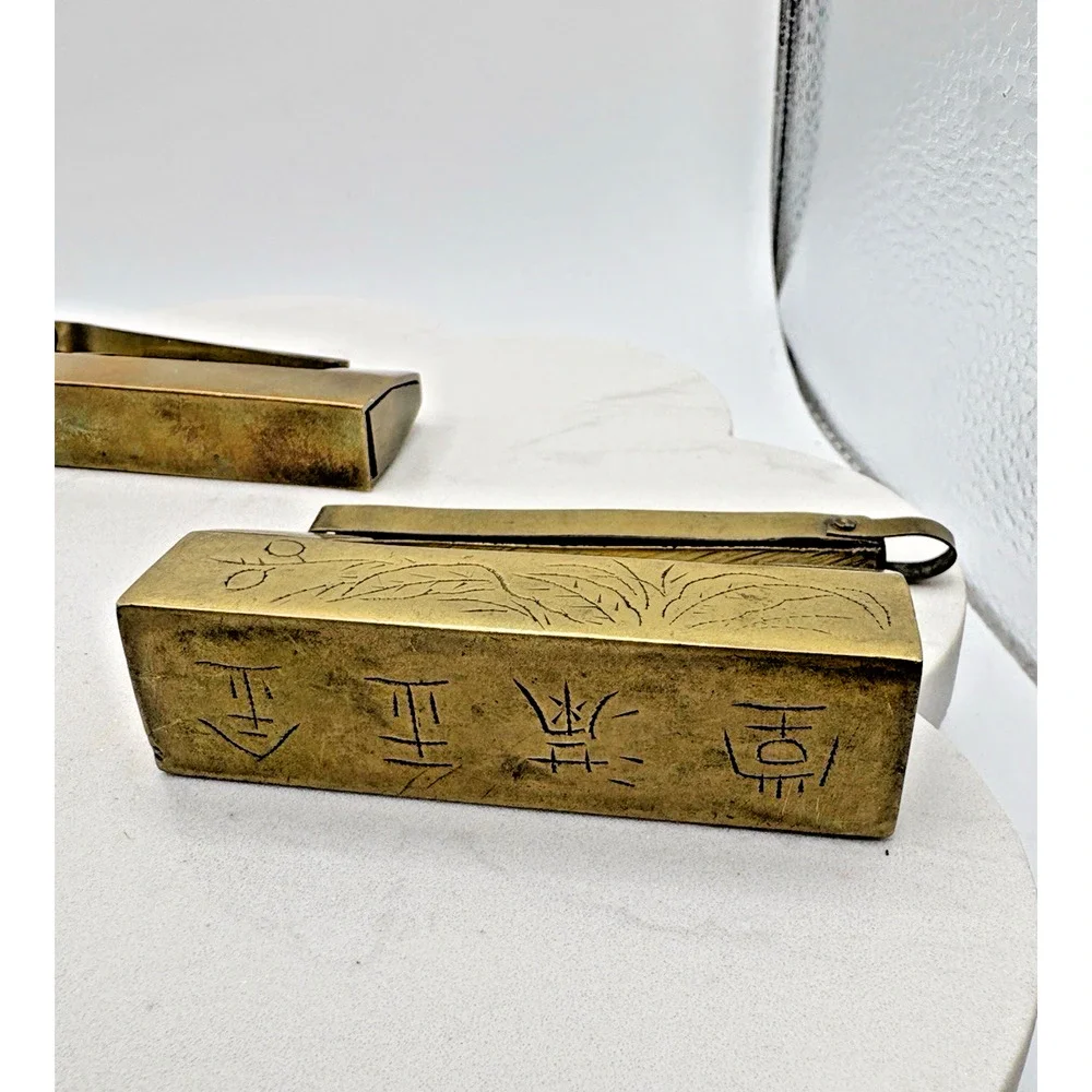 4 Antique Chinese Brass Padlocks 1 Lock w Key Extra Key 3 locks no keys Engraved
